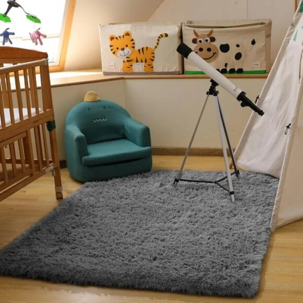 New Grey 4x6 Fluffy Shag Area Rug, Soft Plush Carpet for Home & Bedroom Decor